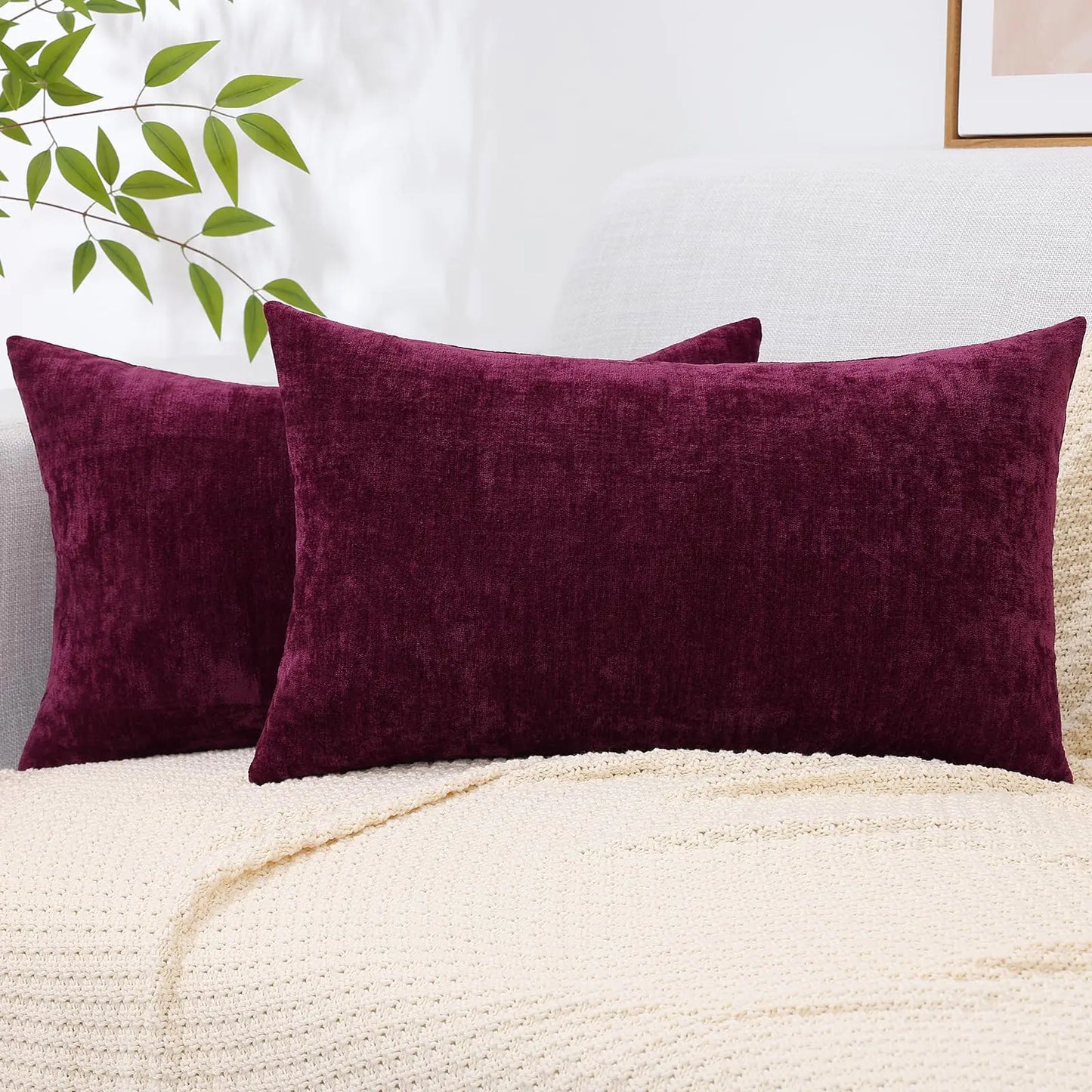 decorUhome Chenille Lumbar Pillow Covers – Set of 2