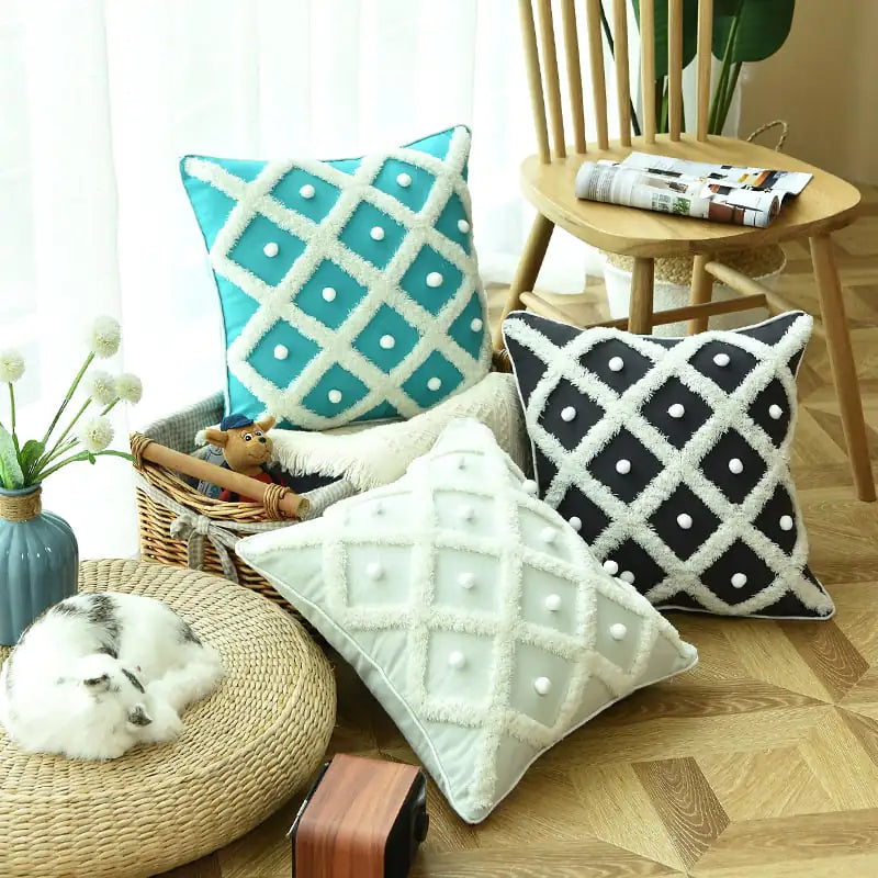 Tufted Moroccan Ball Pillow - Elegant Cushion Case