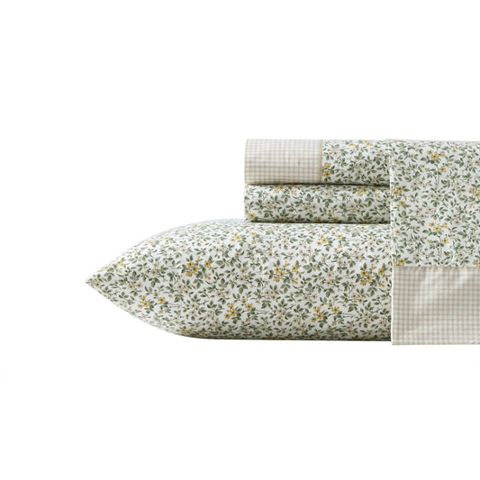 Laura Ashley Tierney Green Floral Cotton Sheet Set – Twin