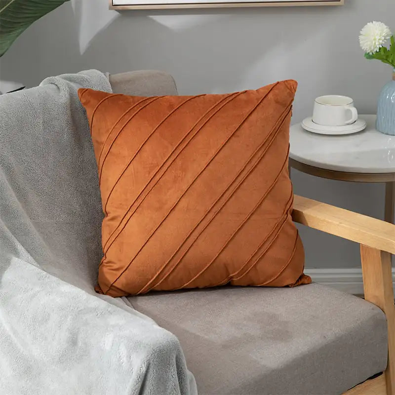 Pure Color Velvet Plaid Pillowcase for Sofa or Bed