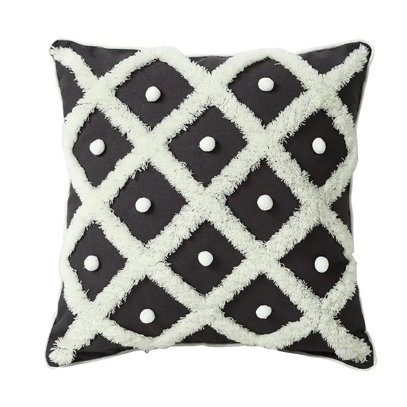 Tufted Moroccan Ball Pillow - Elegant Cushion Case