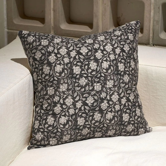 DOMVITUS Floral Pillow Covers 24x24 Pillow Covers Throw Pillows for Couch Floral Print Pillow Cover Decorative Neutral Accent Throw Pillow Covers 1PC Black