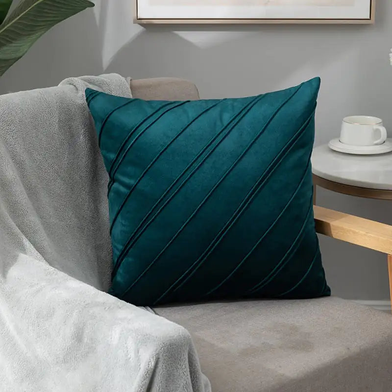 Pure Color Velvet Plaid Pillowcase for Sofa or Bed