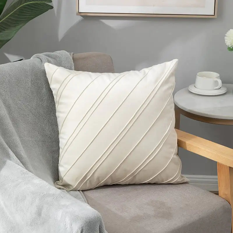 Pure Color Velvet Plaid Pillowcase for Sofa or Bed