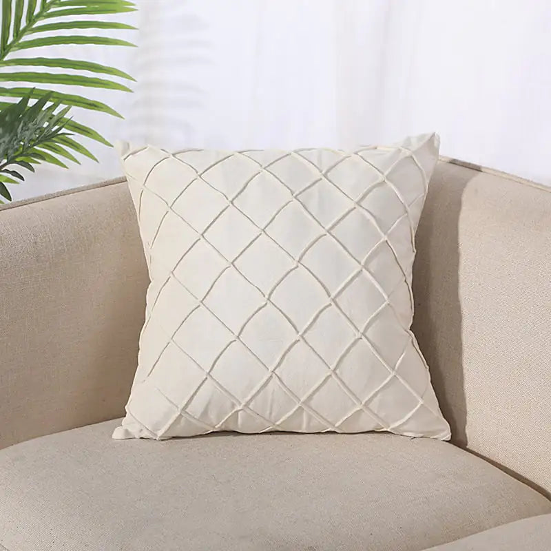 Pure Color Velvet Plaid Pillowcase for Sofa or Bed