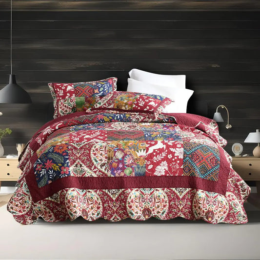 ENASAL 3-Piece Cotton Patchwork Quilt Set – King Size