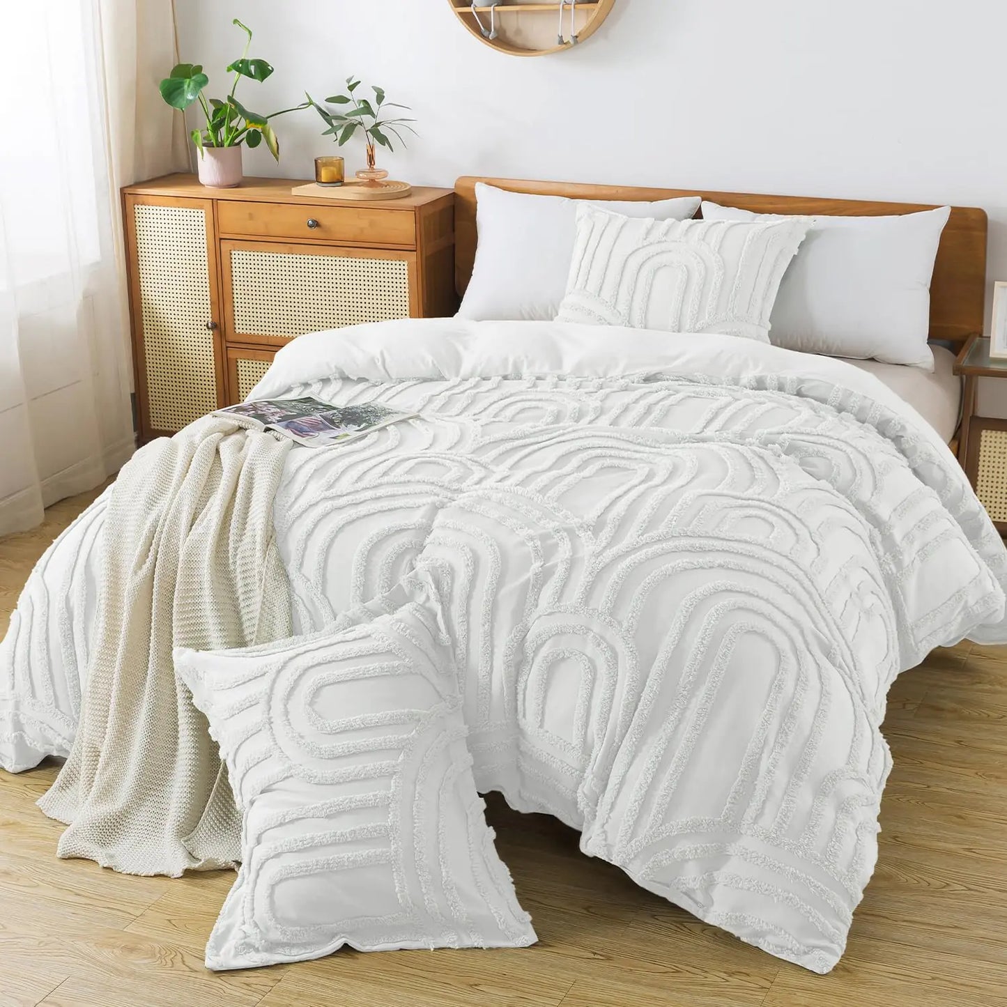 HYLEORY Boho Tufted Duvet Cover Set – Twin Size