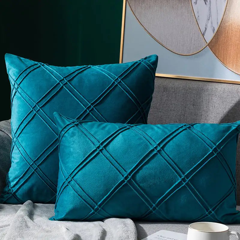 Pure Color Velvet Plaid Pillowcase for Sofa or Bed