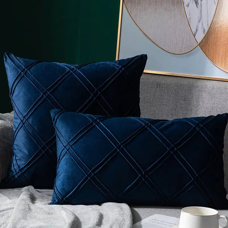 Pure Color Velvet Plaid Pillowcase for Sofa or Bed