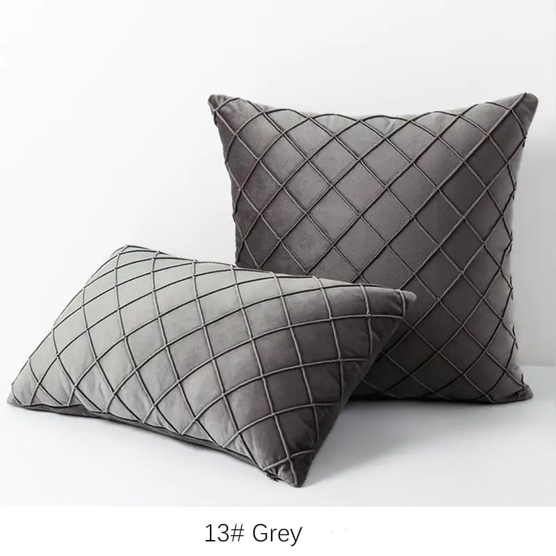 Diamond Plaid Velvet Pillowcase