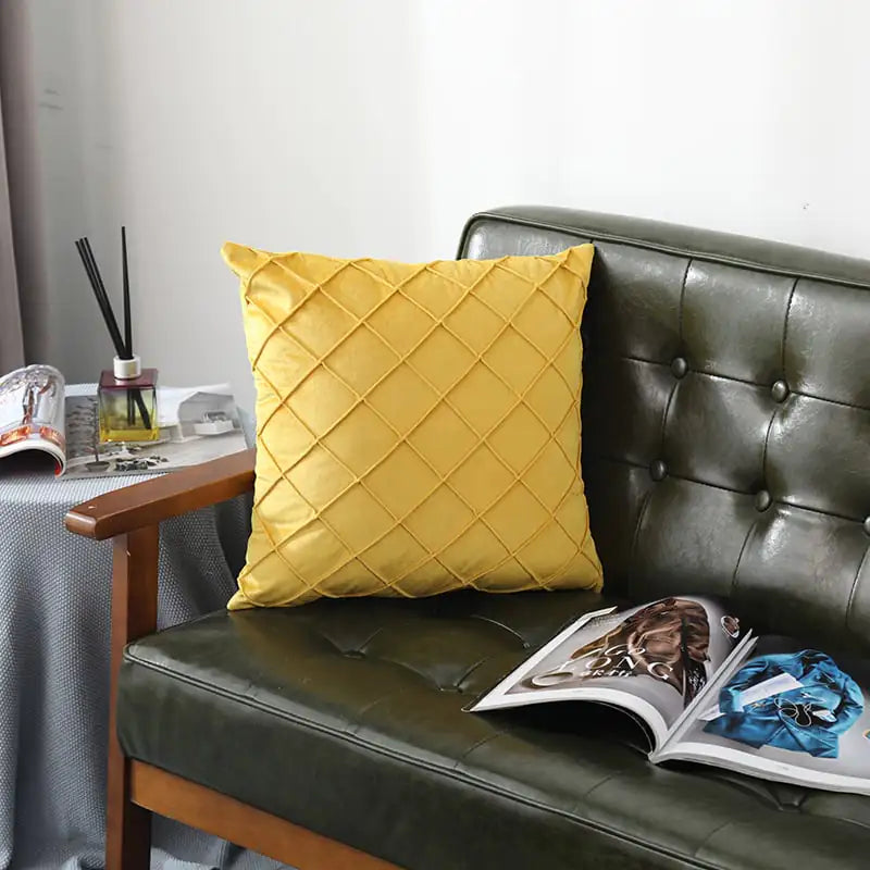 Pure Color Velvet Plaid Pillowcase for Sofa or Bed