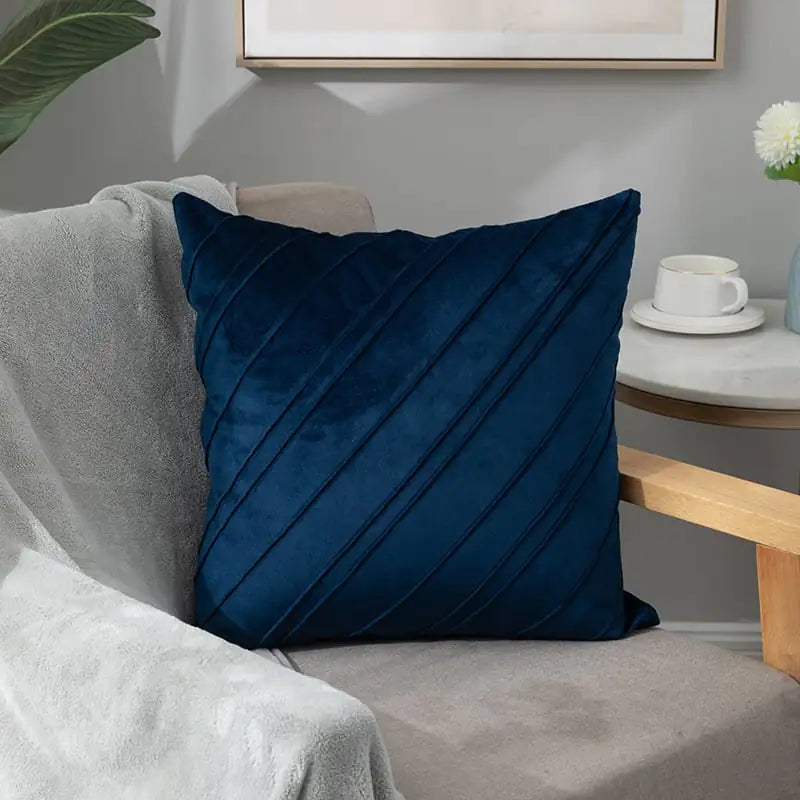 Pure Color Velvet Plaid Pillowcase for Sofa or Bed